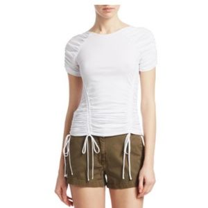 Cinq a Sept Ruched White Stella Tee S